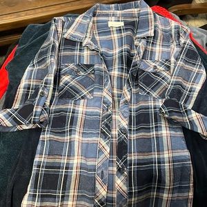 Ci Sono Blue Plaid Button Up Shirt
